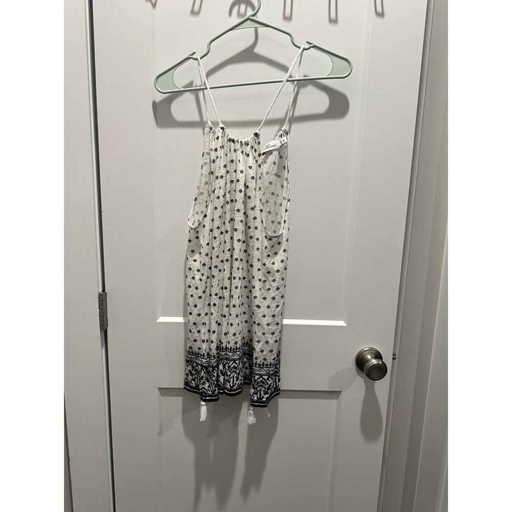 Vineyard Vines Women's Linen White Black Tie Back Halter Sleeveless Top Size M